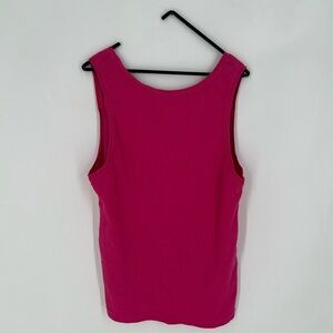 Ba&sh Pink Ribbed Knit Sleeveless High Neck Low Scoop Back Lady Tank